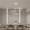 MOKEKA Lampadario LED a Sospensione Moderno a 3 Anelli, Lampada a Soffitto 55W 4400LM, 6500K Design Circolare in Alluminio per Tavolo da Pranzo, Soggiorno, Ufficio, Altezza Regolabile 120cm, Bianco