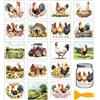 GLOBLELAND 18 fogli di adesivi trasferibili colorati con galline della fattoria 3.9x3.6 pollici decalcomania per casa camion strofinare per mobili vasi vetro decorazioni artigianali