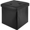 IlGruppone Pouf Poggiapiedi in Ecopelle 2 in 1 Contenitore 38x38Cm Quadrato Salotto Sgabello Camera Soggiorno Portaoggetti Design Moderno Complemento D'arredo - Nero