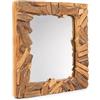 CREEDWOOD Specchio da parete patchwork | 60 x 60 cm, legno massello, naturale, specchio quadrato per corridoio, specchio in legno, specchio da bagno, specchio per camera da letto
