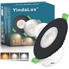 YindaLux Faretti Led da Incasso per Cartongesso, 7W 700LM IP65 Faretti LED Soffitto Dimmerabile, 2700K 4000K 6000K Regolabile Faretti da Incasso 220V Diametro Foro Ø60-75mm, Nero, Set di 1