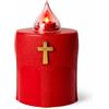Generico Lumino Elettrico Rosso per Loculo Mortuario con Croce Dorata Luce Rossa Intermittente 150 Giorni a Batteria Resistente alle Intemperie Uso Esterno e Interno Lampada Votiva Cimiteriale Funeraria Memor