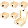 Rebanky 6 Pezzi Scatola Legno Piccola con Vetro Scatole Legno Quadrate con Lucchetto Scatole di Portaoggetti per Il fai da te e Gli Oggetti da Collezione 8,5 × 8,5 × 5 cm