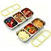 Ikruidy 2 pezzi Contenitore per Snack in Acciaio Inox 3 Scomparti Contenitori Snack