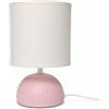 Aigostar Lampada da Tavolo in Ceramica, Lampada da Comodino con Base Semiovale, Paralume in Tessuto, Attacco E14, per Camera da Letto, Salotto, Ingresso - H24cm (Rosa)