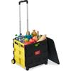 Relaxdays Carrello per la Spesa Pieghevole, 50 L e 35 kg max., con Manico Telescopico, Trolley Portaspesa, Giallo Nero