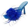 SUABON Sandali Con Tacco Alto Con Piume E Punta Quadrata Da Donna Scarpe Con Tacco Sfocato Scarpe Eleganti For La Festa Nuziale (Color : Blue, Size : 38 EU)
