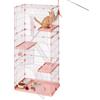 VEVOR Gabbia per Gatti Componibile a 4 Livelli 84 x 60,5 x 163,5 cm Rosa, Box da Interno Fai Da Te per Gatti con Scalette, con Struttura in Filo Metallico Rimovibile, per 1-2 Animali Piccola Taglia