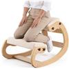VEVOR Sedia Ergonomica da Ginocchio Cuscino in Schiuma Carico 120 kg, Sedia Inginocchiata per Scrivania Struttura in Legno, Sgabello Regolabile per Lavoro Lettura Meditazione da Casa Ufficio, Beige