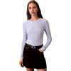 Calvin Klein Donna Maglietta Maniche Lunghe Woven Label con Scollo Rotondo, Blu (Casual Blue), L