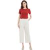 GLOWELFA Pantaloni corti da donna, estivi 7/8, leggeri, elasticizzati, con tasche - nero, bianco, rosso, cachi, pantaloni corti casual chic per vacanze, ufficio, casa, sport, escursionismo, bianco, M