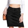 Van Der Rich ® - Gonna di Jeans al Ginocchio con Elastico in Vita - Donna (Nero, EU50)