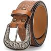 YCMI Cintura da cowboy occidentale da donna e uomo, con incisione floreale, fibbia regolabile per jeans, vestito e gonna