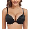 DotVol Reggiseno Donna con Scollo a V Profondo Push up Imbottito con Ferretto Intimo Quotidiano Nero 4A
