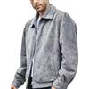 FLAVOR Giacca Bomber Casual In Pelle Vera Scamosciata Genuina Per Uomo