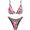 ZAFUL Costume da bagno da donna a 2 pezzi con stampa floreale, perizoma triangolare, set bikini a taglio alto, costume da bagno