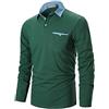 GNRSPTY Polo Manica Lunga Uomo Maglietta Denim Collare Maglia Elegante Cotone T-Shirt Golf Tennis Lavoro Camicia,Verde,XXL