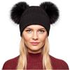 Brillabenny Cappello Cuffia Cashmere Pelliccia Vera Doppio PON PON Donna Berretto Inverno Regalo Lusso Hat Fur