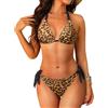 Aqua Eve Bikini da Donna con Scollo all'Americana - Costume da Bagno a Due Pezzi con Cravatta a Triangolo 2025 Costumi da Bagno Carino, Leopardati, S