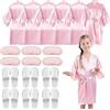 LYCN Set di 6 accappatoi per ragazze, raso, seta, kimono con maschera per gli occhi e pantofole per feste di compleanno, Rosa. Taglia 8, 60-70