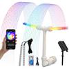 VeftBltrem Fontana da piscina, fontana solare a doppia testa con illuminazione RGB, 11 colori, controllo tramite APP e telecomando, 6 modalità di illuminazione, getto regolabile 0,5-3 m, per piscine fuori terra
