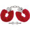 MFH manette con rivestimento in peluche rosso, 2 chiavi, cromo,