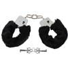 MFH Manette con rivestimento in peluche nero, 2 chiavi, cromo,