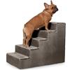 Velora Home&Living VELORA H&L Scala per Cani 5 Gradini Marrone chiaro - Struttura in Legno Robusta, Rivestimento in Velluto, Scaletta Antiscivolo per Cani e Gatti, Accesso a Divano e Letto, Portata fino a 80 kg
