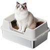 GarveeHome Lettiera Igienica Gatti Dimensione Extra Grande Acciaio Inossidabile Struttura Semi Chiusa Pareti Elevate Prevengono Fuga Della Sabbia Superficie Antiscivolo Inodore Semplice Pulire Fornita Paletta