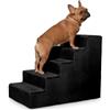 Velora Home&Living VELORA H&L Scala per Cani 5 Gradini Nero - Struttura in Legno Robusta, Rivestimento in Velluto, Scaletta Antiscivolo per Cani e Gatti, Accesso a Divano e Letto, Portata fino a 80 kg