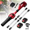 ONEVAN Soffiatore a batteria telescopico, 2 in 1 soffiatore e pulitore per grondai | 200km/h, senza spazzole, orientabile a 270°, asta da 2,4m, 2 batterie 4,0Ah e caricabatterie 1,2A, per la pulizia dei tetti