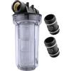 POPPSTAR Prefiltro per Pompa da Giardino (Filtro per Acqua da Giardino 1 Pollice, BSP G1 Filettatura Interna/Esterna, 2 L, 10 pollici/25 cm, Maglia 80, Fino a 6 Bar)