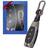Yumzeco Custodia per chiave auto, in lega di zinco, 3 tasti, compatibile con Ford Fusion Focus Fiesta Kuga C-Max Galaxy, silicone TPU, fibra di carbonio, Smartkey, grigio