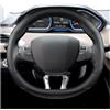 WINVOX Coprivolante Per Peugeot 208 2012~2018 Per Peugeot 308 2014~2021 2008 2013~2018 Coprivolante Per Auto In Fibra Di Carbonio E Pelle Copertura Volante(Nero)