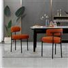 AISALL Set di 2 sedie da sala da pranzo con schienale, struttura in metallo nero, imbottita, moderna, design retrò, sedie per cucina, sala da pranzo, arancione