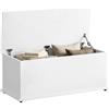 HOMCOM 113L Storage Chest, Storage Box with Flip-Top Lid and 2 Safety Hinges, Storage Trunk for Living Room, Entryway, 100 x 40 x 40 cm, White