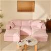Litbird Divano Angolare Modulare 3 Posti 265 cm, 5 Moduli, Ciniglia, Rosa