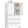 HEXCELEN Mobile da Bagno, Mobiletto da Bagno, Credenza da Cucina, 2 Ante con 4 Cassetti, Ripiani Regolabili, Piedini Antiscivolo, Adatto per Soggiorno, Toilette, Bianco, 30 x 60 x 110 cm