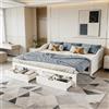 EZSSW Divano letto, divano letto con vano portaoggetti, larghezza 90 cm, letto allungabile, 90 x 200 cm, divano letto estraibile, con 2 cassetti in rete a doghe in legno massiccio, bianco