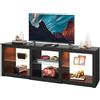 WLIVE Mobile TV LED 166 cm, fino a 75 Pollici, 22 Colori RGB, Nero | Con 3 ripiani in vetro regolabili e spazio aperto, porta TV per soggiorno, camera da letto o zona gaming 166x39x56 cm