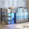 AOGLLATI Letto a Soppalco 90x200 cm, Letto Singolo Bambini, Letto Rialzato