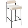 Beliani Set di 2 sedie da bar moderne con schienale arrotolabile Sgabelli con seduta imbottita in poliestere Boucle senza braccioli Gambe nere Bianco
