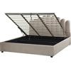 Beliani Letto contenitore in velluto 180 x 200 cm con testata alta a conchiglia beige