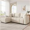 Lubvtti Divano moderno a tre posti, Divano angolare trasformabile a L, con 2 cuscini decorativi, Divano modulare, adatto a soggiorni e appartamenti, tessuto ciniglia, (Beige-A)