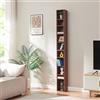 [en.casa] Scaffale a Colonna con 10 Scomparti per CD DVD e Oggetti Decorativi Mobile Alto Salvaspazio con Ripiani Regolabili in Altezza 187 x 20 x 17 cm Effetto Noce