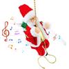 Generico Babbo Natale che si arrampica - Statuetta musicale illuminata per le festività, ornamento natalizio da appendere per la porta, decorazione stagionale invernale, esposizione per interni ed este