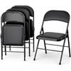 Shally Dogan Set 4 Sedie Pieghevoli con Struttura in Metallo e Seduta in Ecopelle Ergonomica ed Imbottita, Sedia Multiuso da Esterno ed Interno, Ideale per Bar, Ristoranti, Casa, Giardino (Nero)