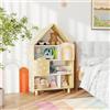 RELAX4LIFE Libreria Scaffale per Bambini, Forma di Casa, Scaffale Portagiochi con 5 Scomparti Aperti, Struttura in Legno, Organizer Giochi per Cameretta