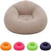Chingcoo Lazy Air - Poltrona gonfiabile con superficie floccata, Bean Bag, divano ad aria rotonda, con pompa a piedi, super morbida e lavabile, per soggiorno, camera da letto e campeggio (cachi)
