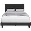 HOMCOM Struttura Letto Matrimoniale 160x200 cm Testiera Regolabile Nero | Imbottita in Tessuto Effetto Lino, Rete a Doghe in Legno, Montaggio Facile, Senza Materasso, Moderno